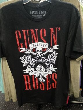 Black Graphic Band Tee - Black/Red